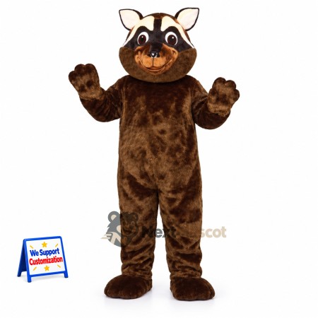 Raccoon Mascot Costume - Brown, White Facial Stripes Raccoon Mascot Costume - Brown, White Facial Stripes