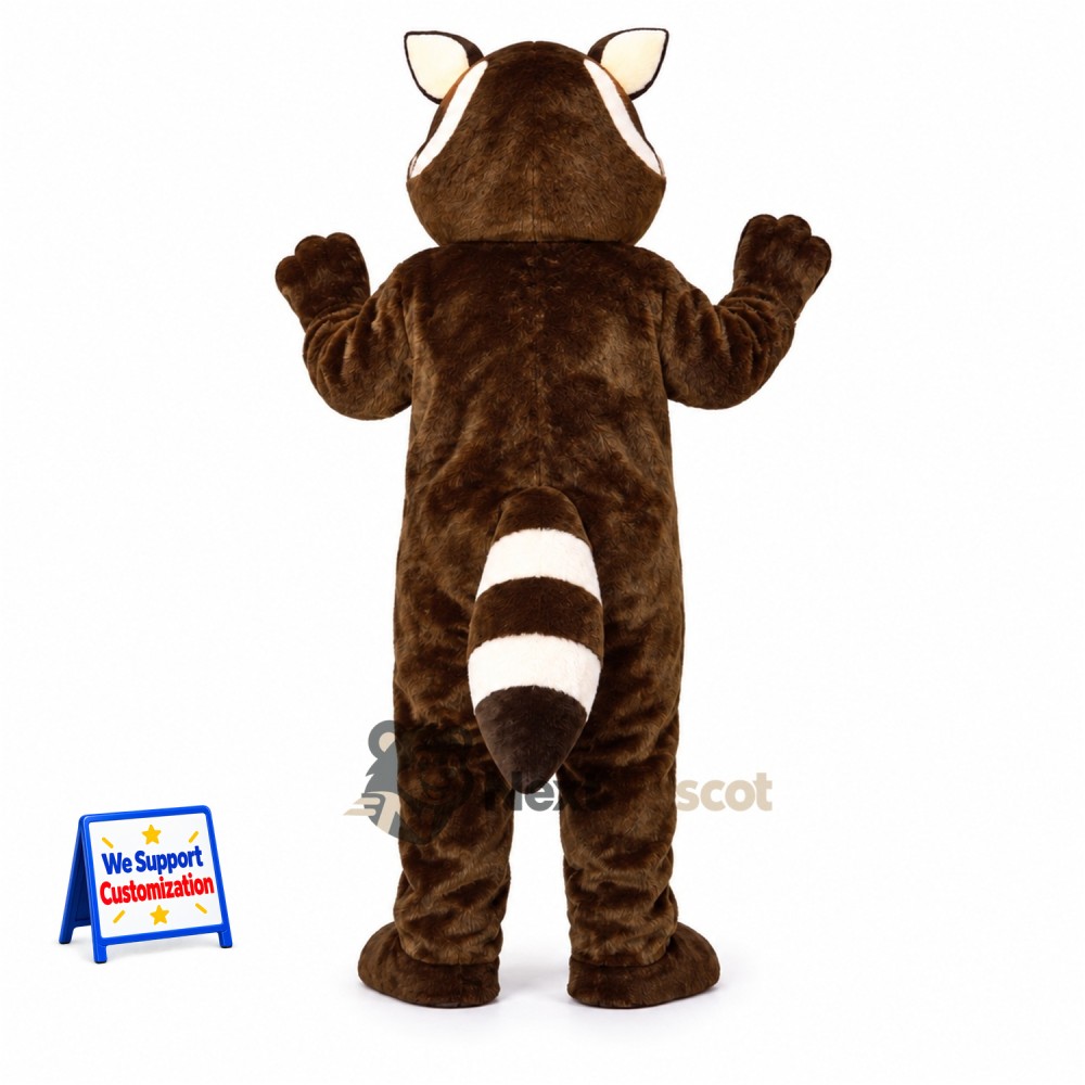 Raccoon Mascot Costume - Brown, White Facial Stripes Raccoon Mascot Costume - Brown, White Facial Stripes