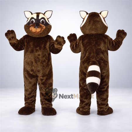 Raccoon Mascot Costume - Brown, White Facial Stripes Raccoon Mascot Costume - Brown, White Facial Stripes