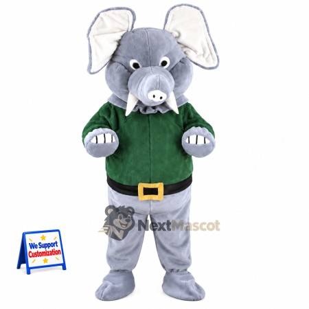 Elephant Mascot Costume - Green Shirt Elephant Mascot Costume - Green Shirt