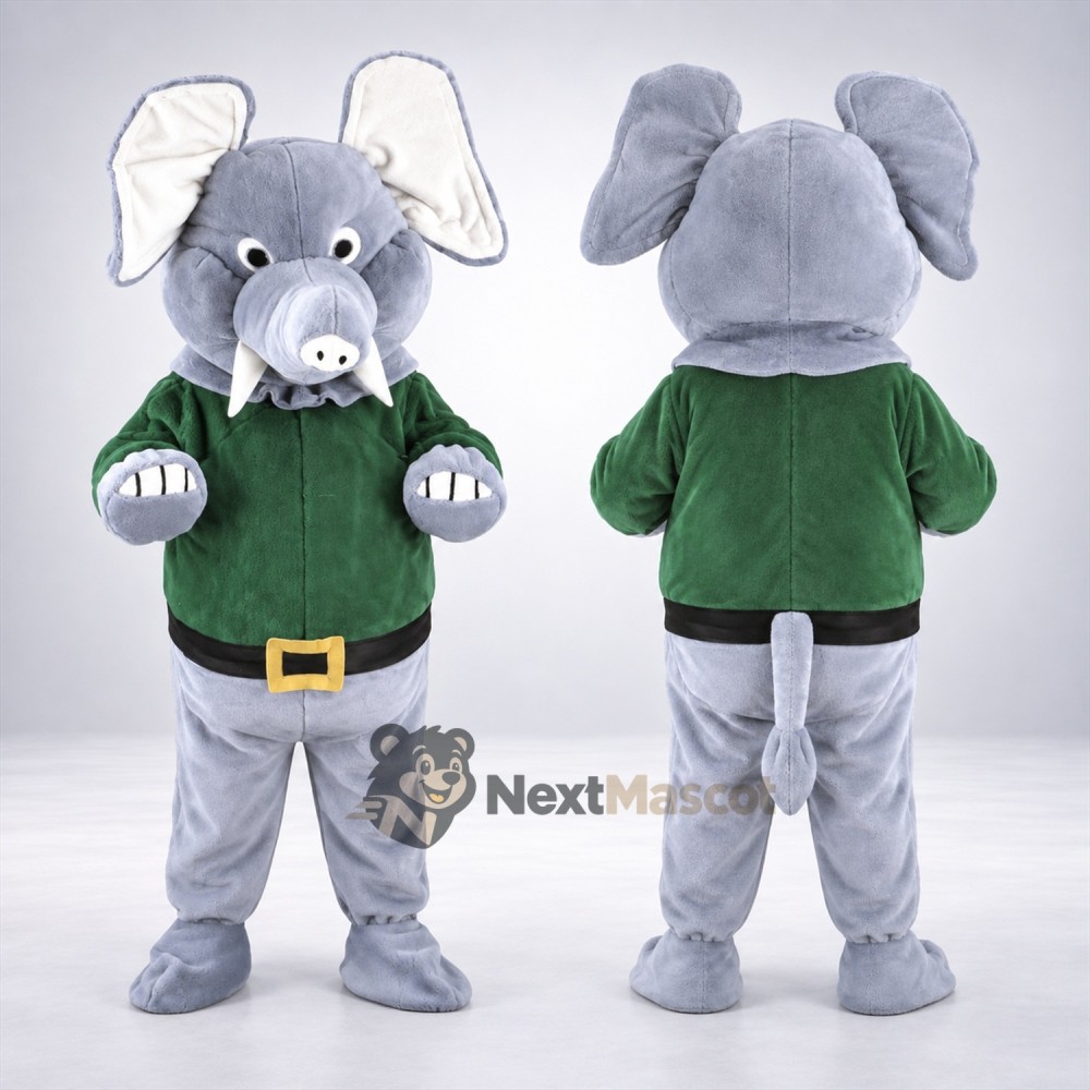 Elephant Mascot Costume - Green Shirt Elephant Mascot Costume - Green Shirt