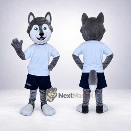 Husky Mascot Costume - Gray, White Shirt Husky Mascot Costume - Gray, White Shirt