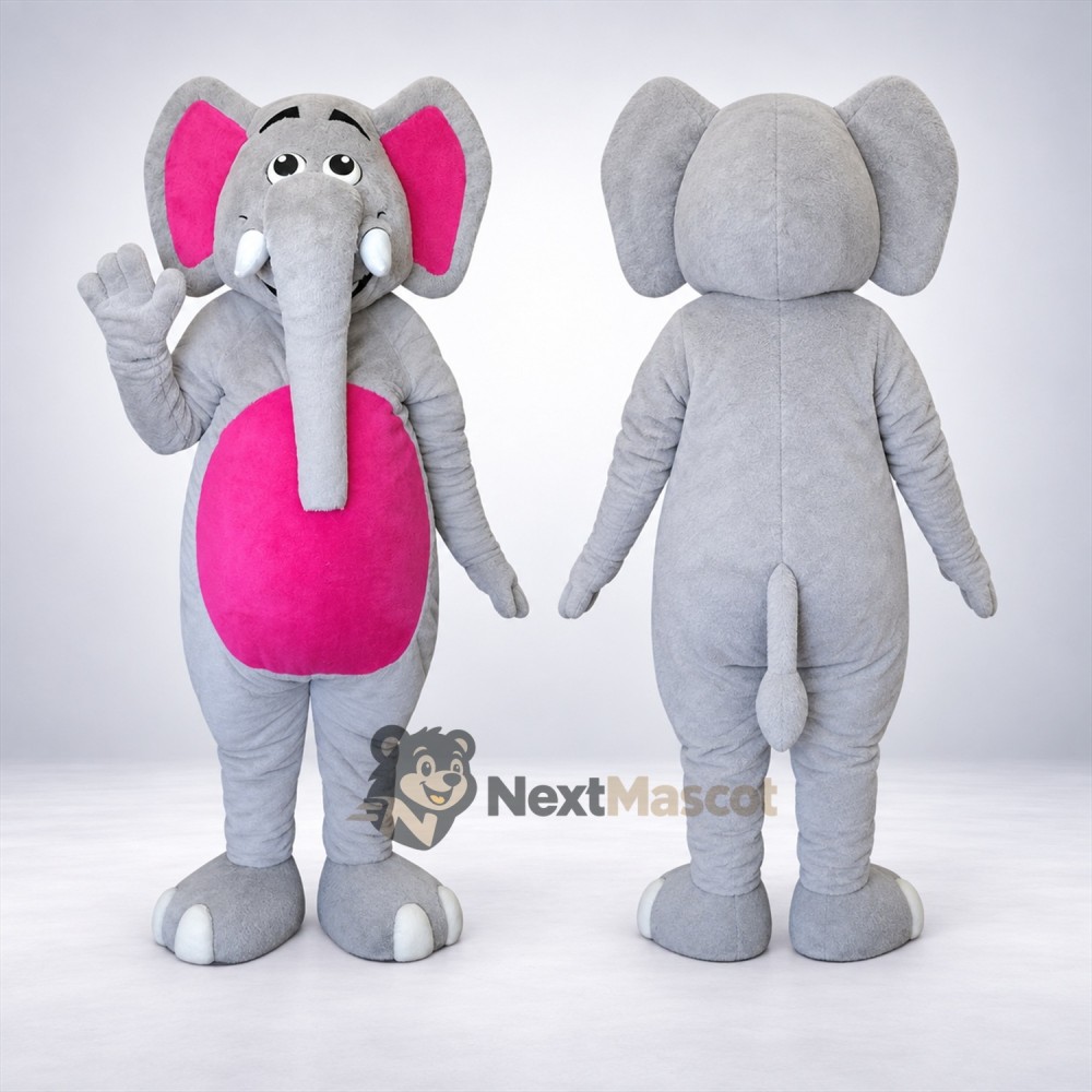 Elephant Mascot Costume - Gray, Pink Belly Elephant Mascot Costume - Gray, Pink Belly
