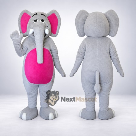 Elephant Mascot Costume - Gray, Pink Belly Elephant Mascot Costume - Gray, Pink Belly