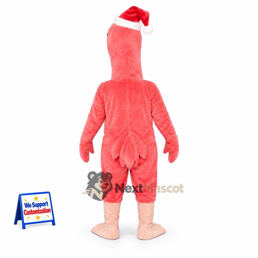 Flamingo Mascot Costume - Santa Hat Flamingo Mascot Costume - Santa Hat