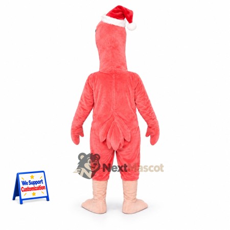 Flamingo Mascot Costume - Santa Hat Flamingo Mascot Costume - Santa Hat