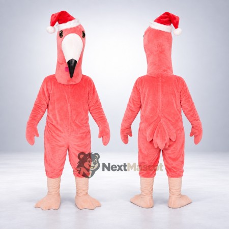 Flamingo Mascot Costume - Santa Hat Flamingo Mascot Costume - Santa Hat