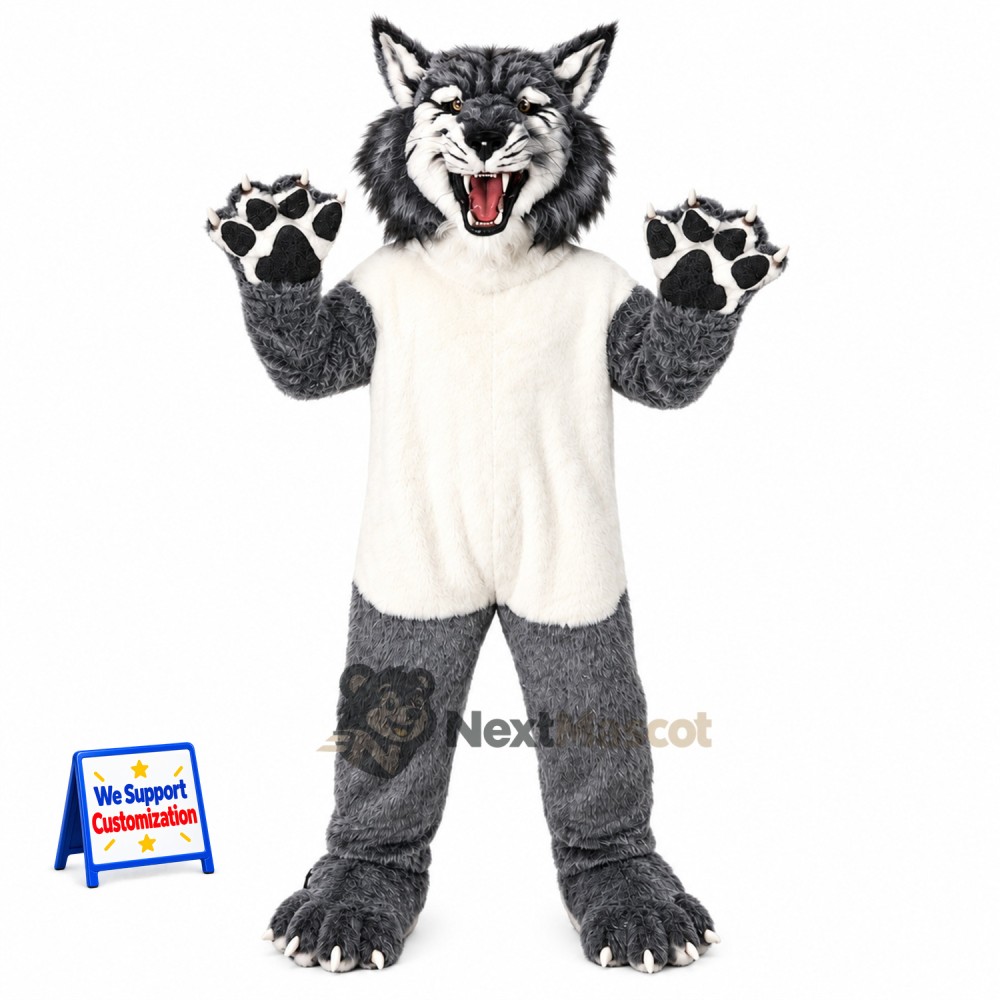 Wolf Mascot Costume - Gray, White Shirt for Parades Wolf Mascot Costume - Gray, White Shirt for Parades