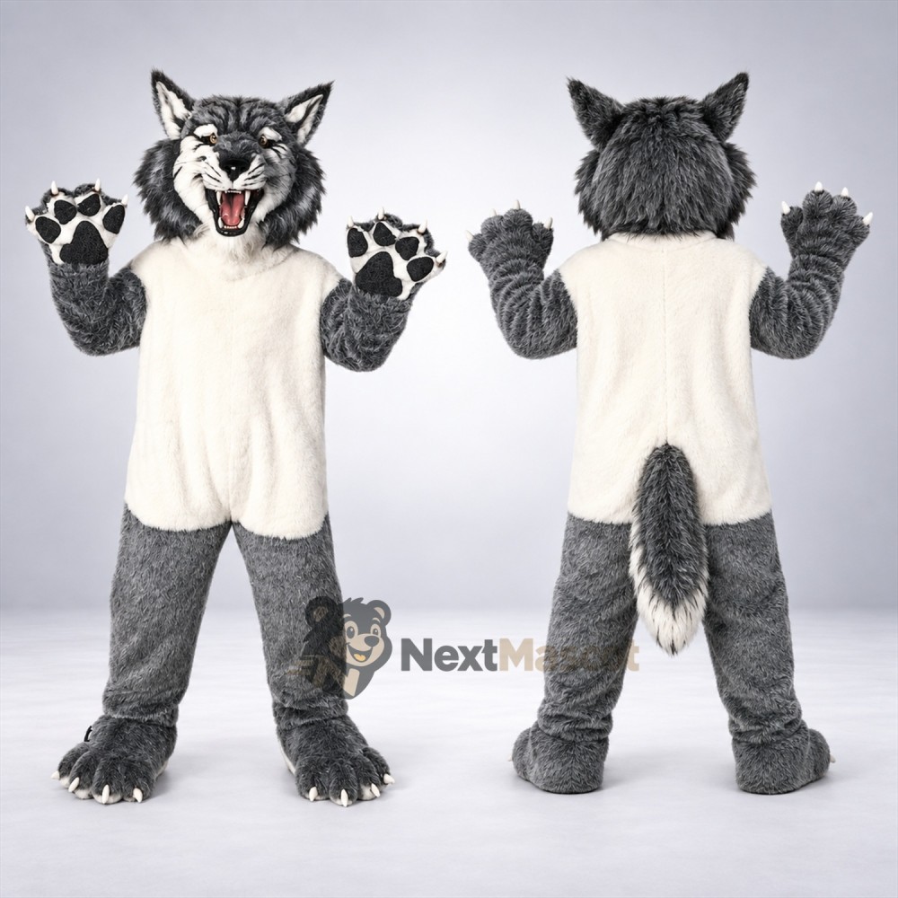 Wolf Mascot Costume - Gray, White Shirt for Parades Wolf Mascot Costume - Gray, White Shirt for Parades