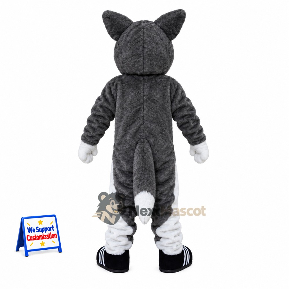 Husky Mascot Costume - Gray, Bow Tie Husky Mascot Costume - Gray, Bow Tie