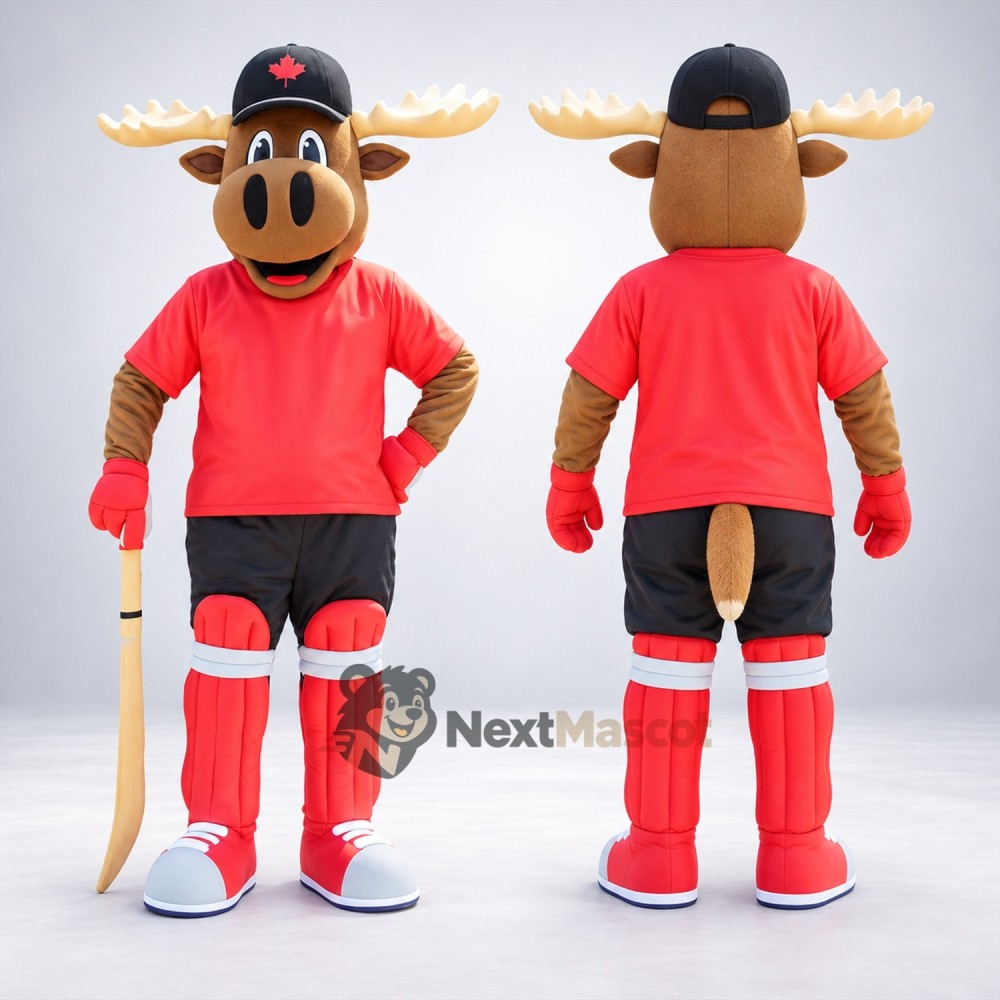 Moose Mascot Costume - Red Shirt