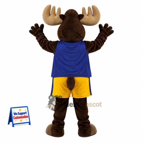 Moose Mascot Costume - Blue Shirt Moose Mascot Costume - Blue Shirt