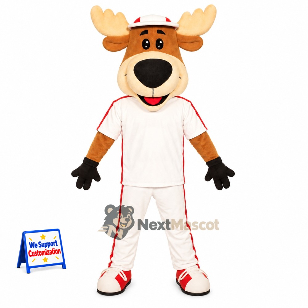 Moose Mascot Costume - White Uniform