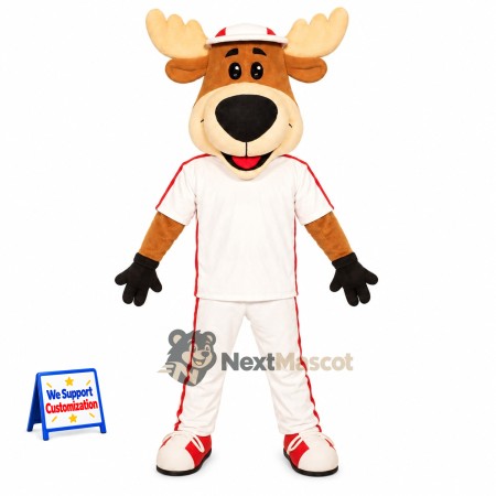 Moose Mascot Costume - White Uniform