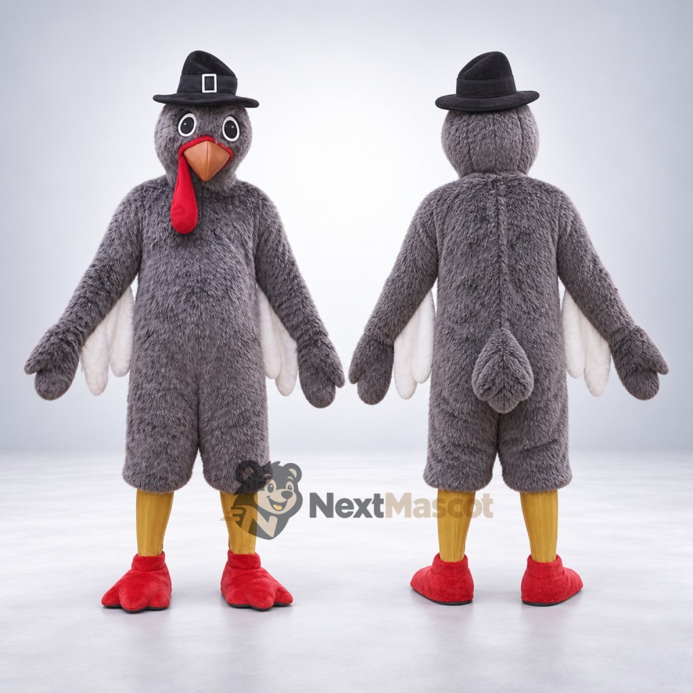 Turkey Mascot Costume - Pilgrim Hat Turkey Mascot Costume - Pilgrim Hat