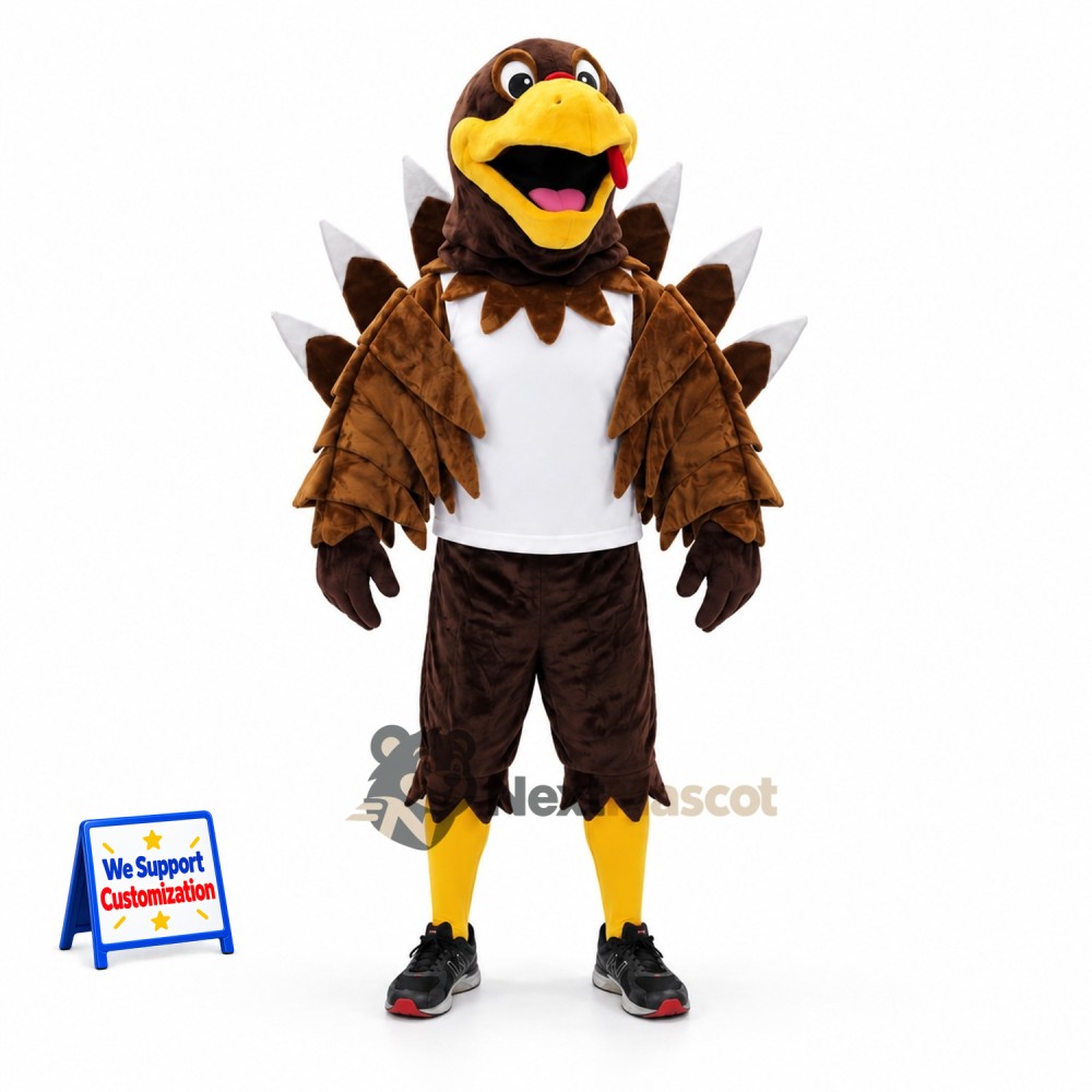 Turkey Mascot Costume - Brown, White Shirt Turkey Mascot Costume - Brown, White Shirt