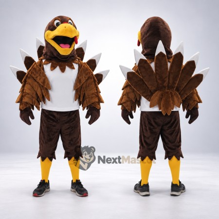 Turkey Mascot Costume - Brown, White Shirt Turkey Mascot Costume - Brown, White Shirt