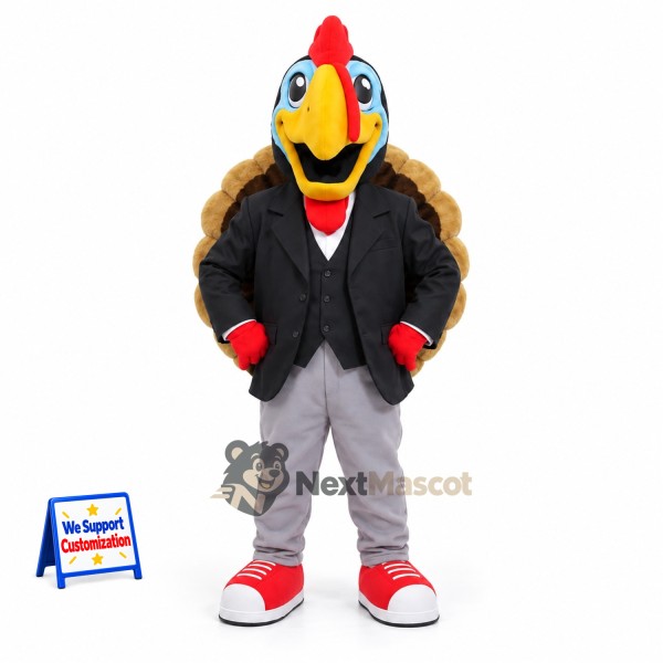 Turkey Mascot Costume - Black Jacket