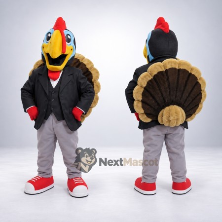 Turkey Mascot Costume - Black Jacket Turkey Mascot Costume - Black Jacket