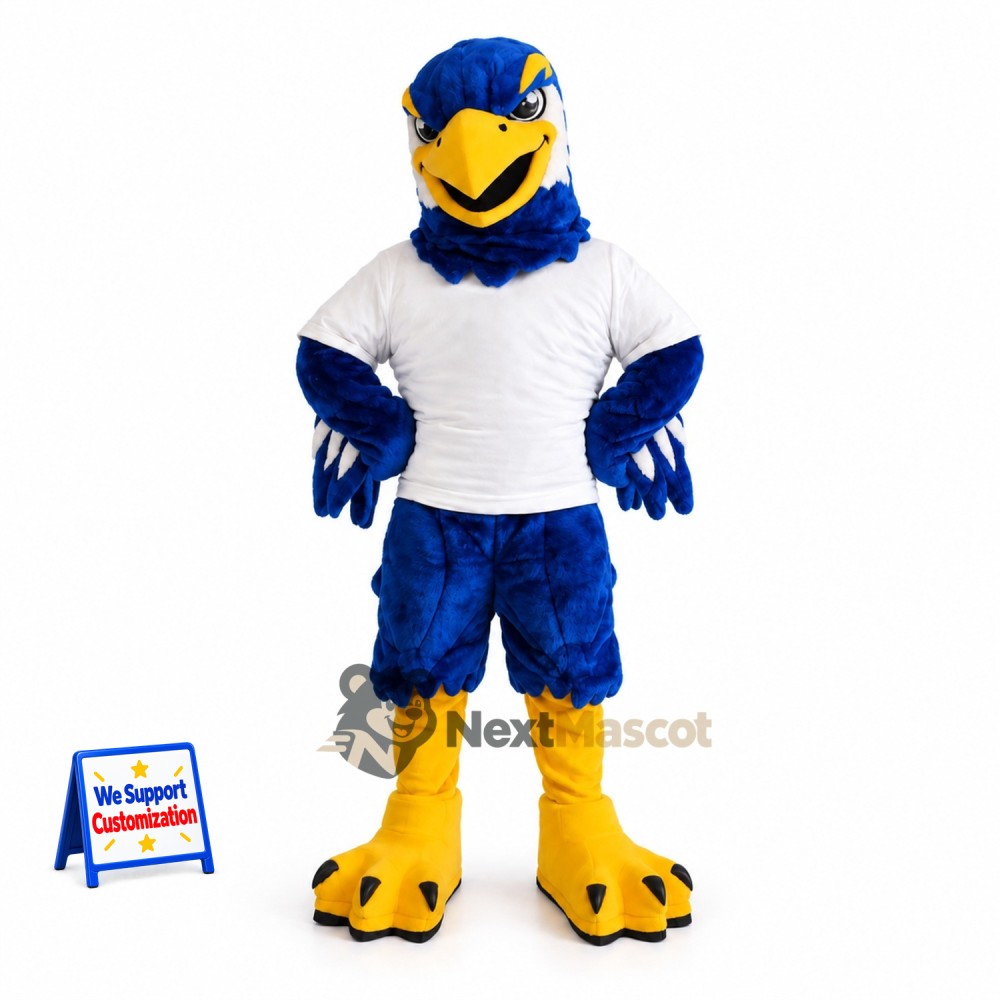 Eagle Mascot Costume - Blue, White Shirt for School Events Eagle Mascot Costume - Blue, White Shirt for School Events
