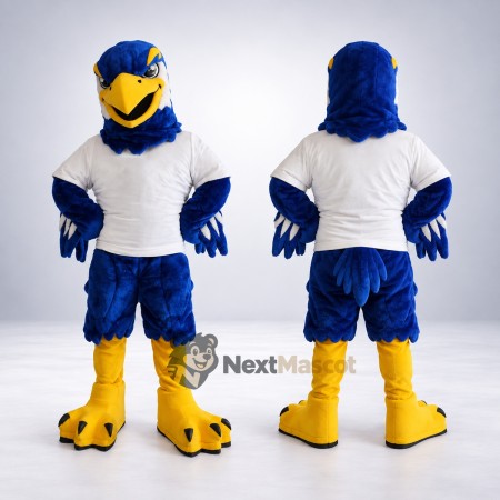 Eagle Mascot Costume - Blue, White Shirt for School Events Eagle Mascot Costume - Blue, White Shirt for School Events