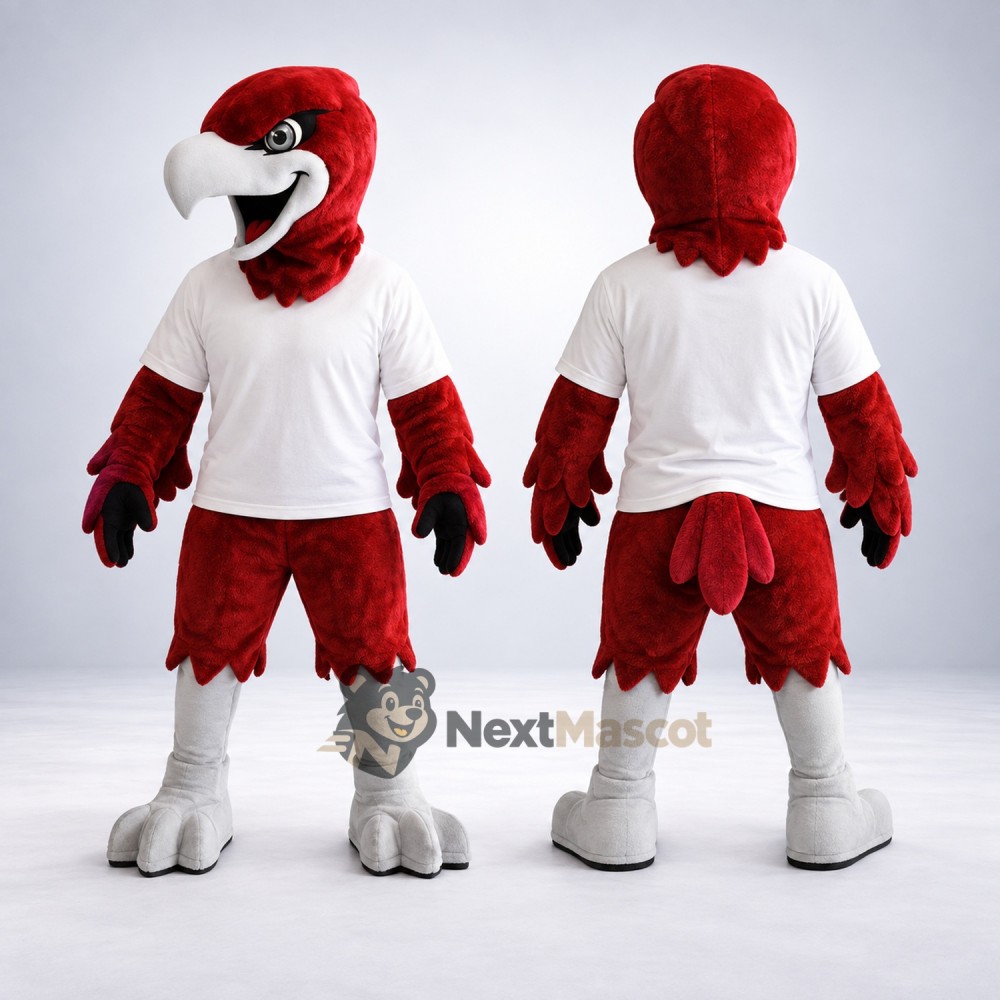 Parrot Mascot Costume - Red, White Shirt for Parades Parrot Mascot Costume - Red, White Shirt for Parades