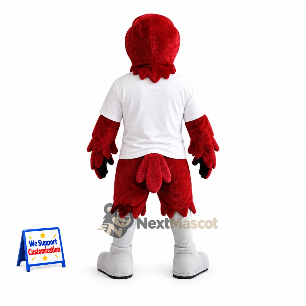 Parrot Mascot Costume - Red, White Shirt for Parades Parrot Mascot Costume - Red, White Shirt for Parades