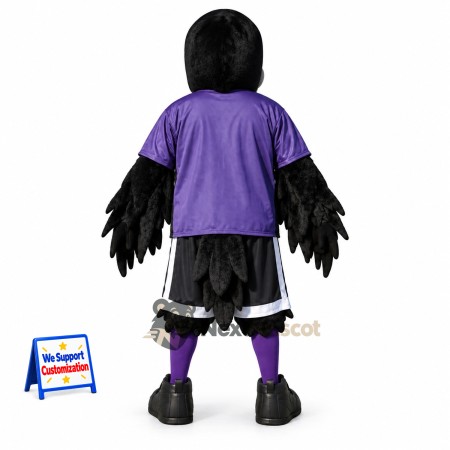 Crow Mascot Costume - Black, Purple Shirt Crow Mascot Costume - Black, Purple Shirt