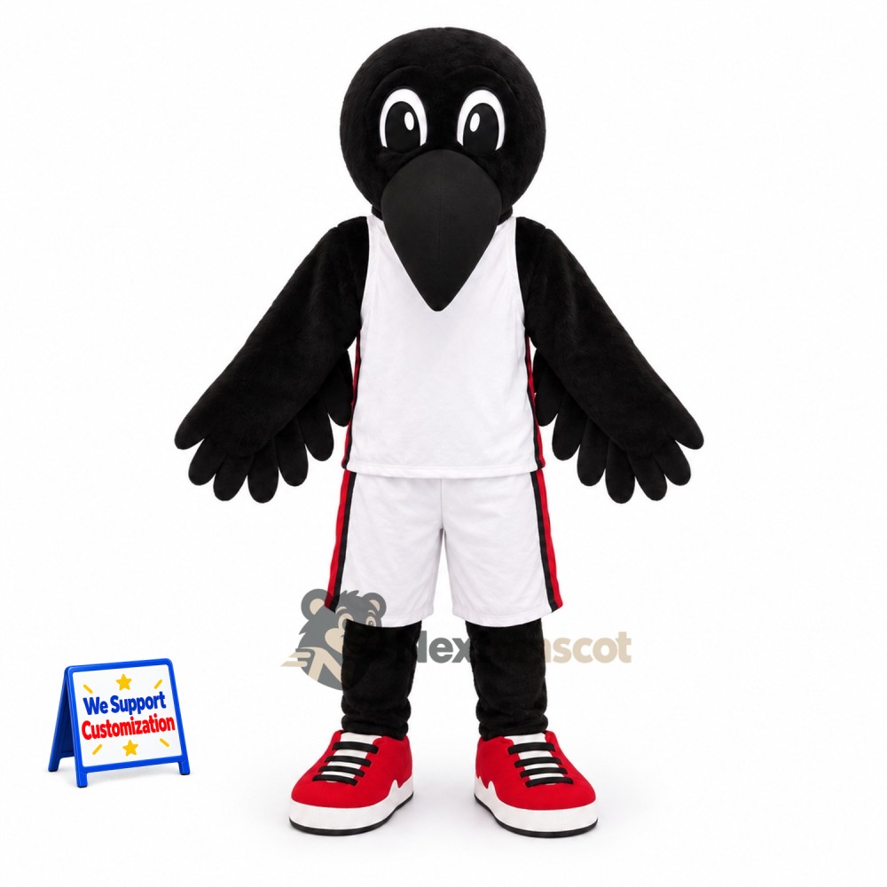 Crow Mascot Costume - Black, White Uniform for Parades Crow Mascot Costume - Black, White Uniform for Parades