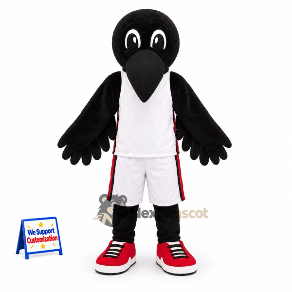 Crow Mascot Costume - Black, White Uniform for Parades