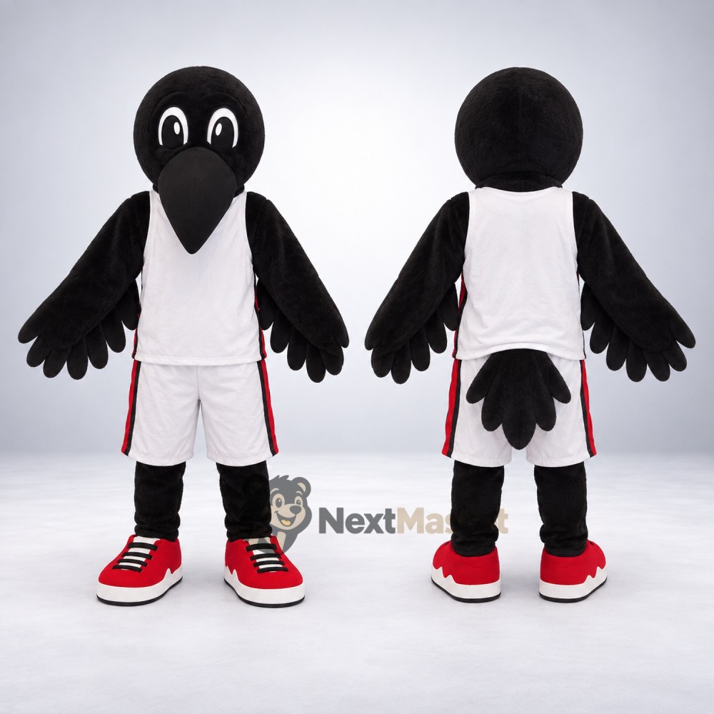 Crow Mascot Costume - Black, White Uniform for Parades Crow Mascot Costume - Black, White Uniform for Parades