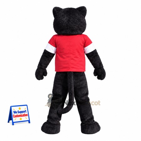 Panther Mascot Costume - Black, Red Shirt Panther Mascot Costume - Black, Red Shirt