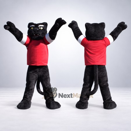 Panther Mascot Costume - Black, Red Shirt Panther Mascot Costume - Black, Red Shirt