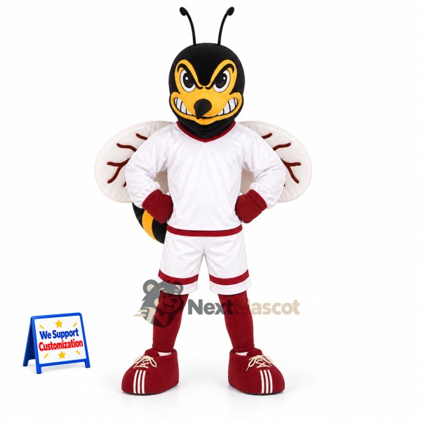 Wasp Mascot Costume - White and Red Uniform