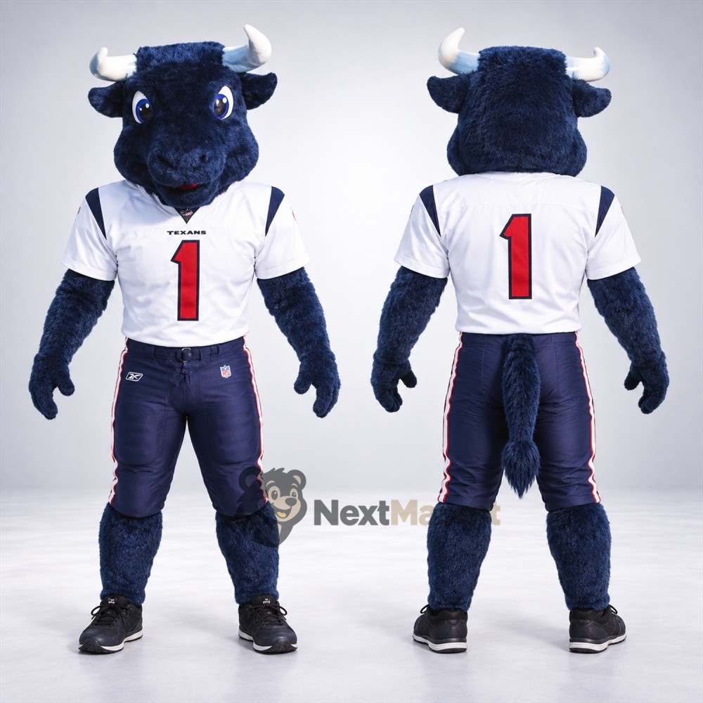 Bull Mascot Costume - Blue, Football Uniform Bull Mascot Costume - Blue, Football Uniform