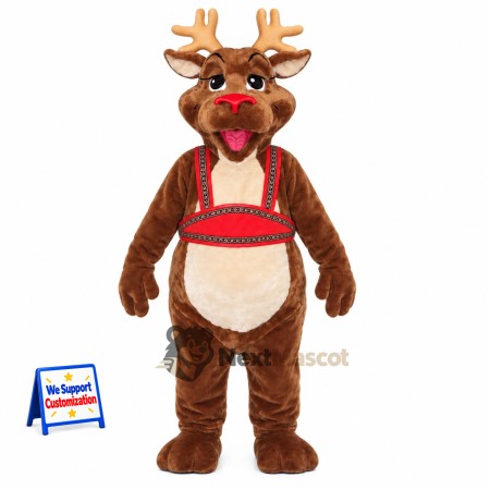 Reindeer Mascot Costume - Red Harness Reindeer Mascot Costume - Red Harness