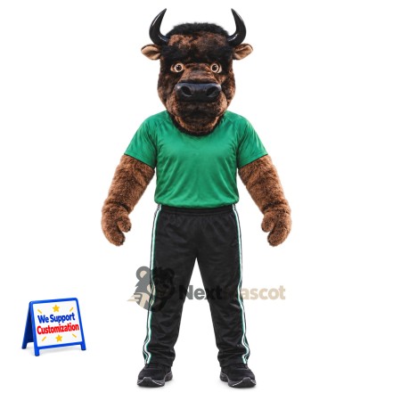Buffalo Mascot Costume - Green Shirt Buffalo Mascot Costume - Green Shirt