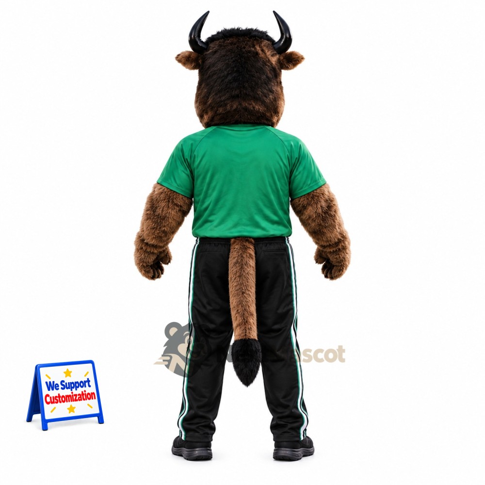 Buffalo Mascot Costume - Green Shirt Buffalo Mascot Costume - Green Shirt