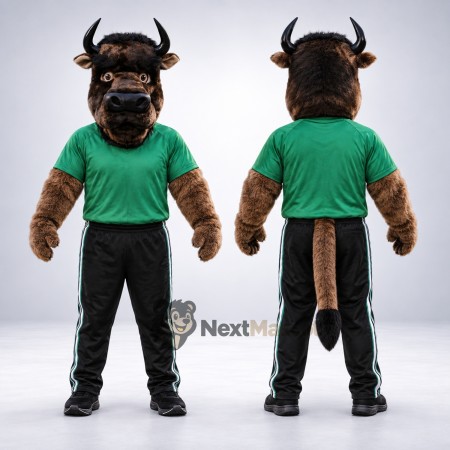 Buffalo Mascot Costume - Green Shirt Buffalo Mascot Costume - Green Shirt