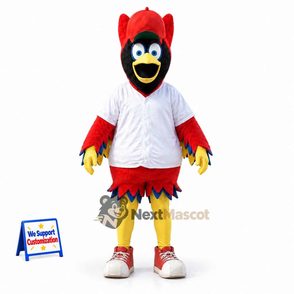 Rooster Mascot Costume - Red, White Shirt and Red Cap Rooster Mascot Costume - Red, White Shirt and Red Cap