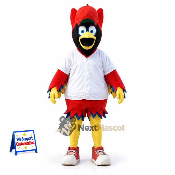 Rooster Mascot Costume - Red, White Shirt and Red Cap