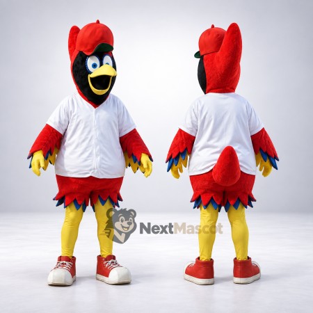 Rooster Mascot Costume - Red, White Shirt and Red Cap Rooster Mascot Costume - Red, White Shirt and Red Cap