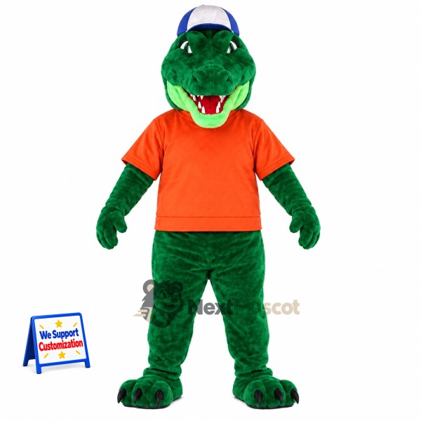 Crocodile Mascot Costume - Orange Shirt