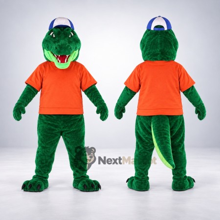 Crocodile Mascot Costume - Orange Shirt
