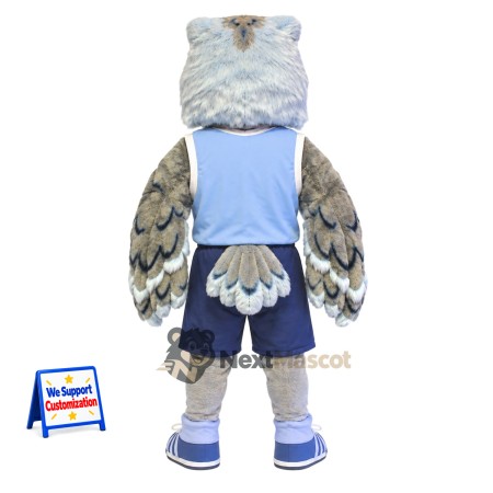 Owl Mascot Costume - Gray, Blue Shirt Owl Mascot Costume - Gray, Blue Shirt