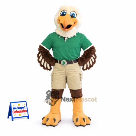 Bald Eagle Mascot Costume - Green Shirt Bald Eagle Mascot Costume - Green Shirt