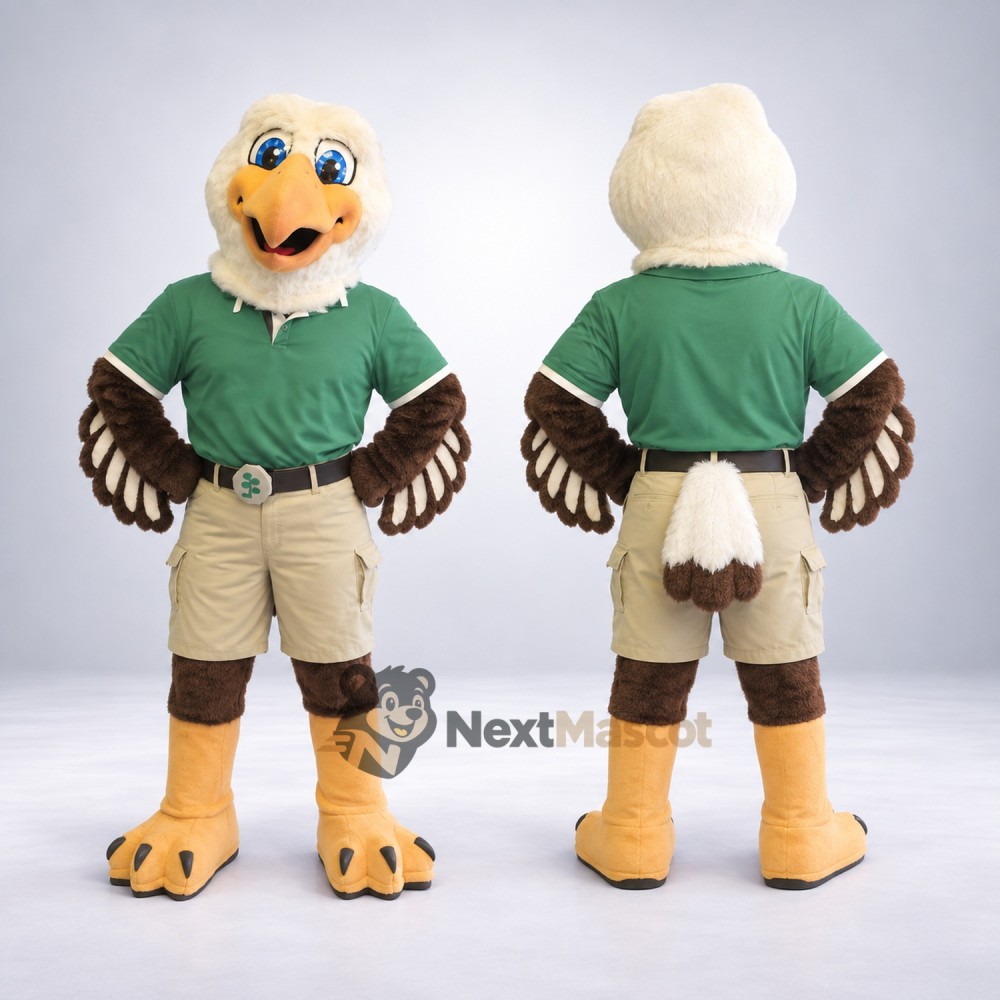 Bald Eagle Mascot Costume - Green Shirt Bald Eagle Mascot Costume - Green Shirt