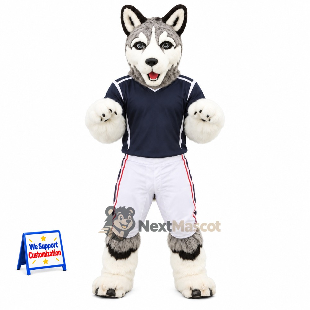 Husky Mascot Costume - Gray, Sports Uniform Husky Mascot Costume - Gray, Sports Uniform