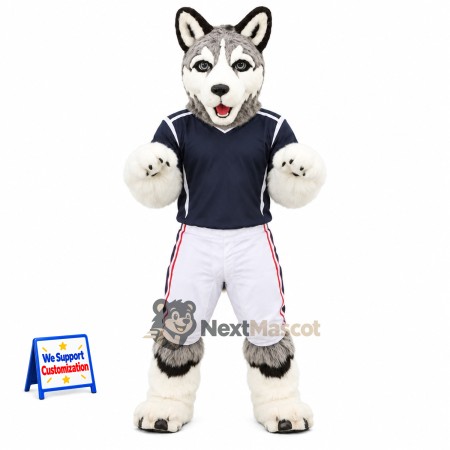 Husky Mascot Costume - Gray, Sports Uniform Husky Mascot Costume - Gray, Sports Uniform