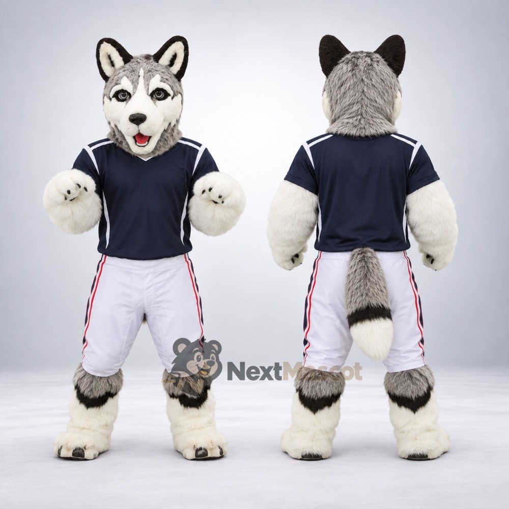 Husky Mascot Costume - Gray, Sports Uniform Husky Mascot Costume - Gray, Sports Uniform